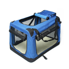 咪贝萌狗外出便携包车载狗笼狗窝宠物手提包车载包笼子可折叠旅行车用狗箱子帐篷泰迪金毛拉布拉多小中大型犬 蓝色（两侧开）XL号95×65×65-建议60-9 注意尺寸，很大很重