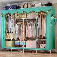 蜗家简易衣柜双人布衣柜全钢管加固加粗组装衣橱宿舍寝室出租房卧室布艺单人组合收纳柜子衣服柜子