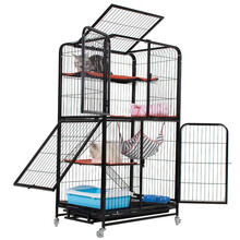贝尼熊 猫笼 大号猫笼子猫别墅三层四层方管猫舍猫房子繁殖笼子幼猫成猫通用猫咪用品 黑色豪华大四层-78*54*157cm-带侧门