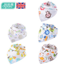 妈妈果 婴儿口水巾宝宝三角巾纯棉防水围嘴新生儿围兜饭兜春秋婴儿用品 5条装