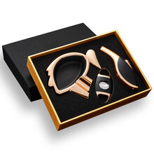 雪茄烟灰缸雪茄打火机雪茄剪3件套装雪茄烟具礼盒包装 黑色