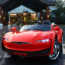 TOUCH MISS 儿童电动车四轮汽车宝宝玩具车可坐人遥控车男女小孩童车婴儿电动4轮车 红色 摇摆+便携充电+遥控器+皮座