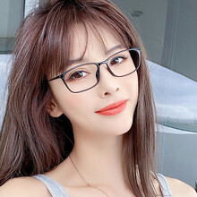 眼睛框防蓝光近视眼镜女轻方形男韩版潮大脸显瘦平光镜可配度数 亮黑色 【防辐射 防蓝光】无度数