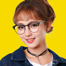 雷德蒙防辐射眼镜男防蓝光无度数韩版潮平光平面近视镜框女电脑眼睛复古 砂黑 枪色边镜框(送礼盒包装) 平光镜片(无度数)