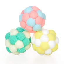 毛绒弹力铃铛球礼盒宠物猫咪狗狗幼犬猫弹力球毛绒球玩具套装礼盒 毛绒铃铛玩具球(A款）3个装