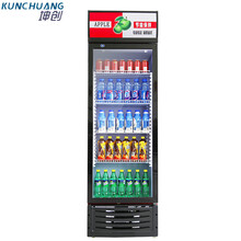 坤创 饮料展示柜冷藏柜啤酒柜超市立式冰箱直冷陈列酒水柜 红黑单门 直冷