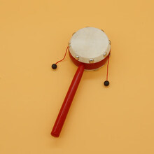 泼浪鼓  婴儿玩具拨浪鼓木质可啃咬玩具0-6-12个月羊皮传统玩具新生儿男孩 传统7cm羊皮拨浪鼓