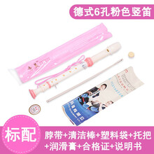 奇美高音德式八孔六孔竖笛学生儿童成人初学零基础6孔8孔笛子 6孔粉色标配