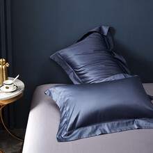 【100支匹马棉】丝域 全棉枕套长绒棉 纯棉贡缎星级酒店风轻奢床上用品 100支枕套一对 爵士蓝