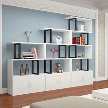 中伟书柜书架简约现代多功能带门储物柜展柜货柜样品礼品展示架美容院产品陈列柜345层3米组合