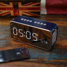 麦丝玛拉M6蓝牙音箱重低音炮智能闹钟车载无线户外插卡迷你小音响便携收款手机电脑收音机定时U盘重低音 深蓝