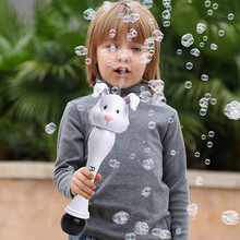 抖音同款全自动泡泡枪儿童卡通小熊泡泡机带灯光音乐不漏液泡泡棒玩具男孩女孩儿童节日礼物 小白兔泡泡棒（送电池+泡泡液10袋）