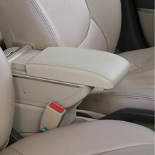 尼桑日产阳光扶手箱玛驰专用中央手扶箱免打孔改装内饰配件12 13 14 15 16 【豪华款】双层滑动伸缩无USB 米色 11-17款新阳光