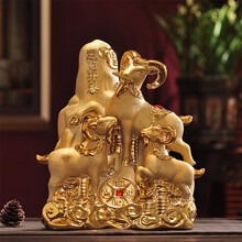 三羊开泰羊摆件客厅店铺摆件 风水家居装饰品陶瓷三阳开泰 三阳开泰大28*17*33cm