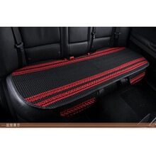 汽车坐垫单片三件套四季通用后排夏季凉垫冰丝车座垫透气夏天凉席 花型冰丝黑红后排长条