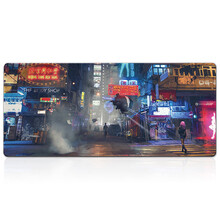 镇魂歌 鼠标垫超大号游戏赛博朋克科幻加厚锁边电脑办公桌垫键盘垫 唐人街 500*1000*3mm