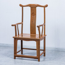 寻古 红木家具非洲鸡翅木（学名：非洲崖豆木）官帽椅靠背实木太师椅大宫帽椅中式书房办公椅子靠背椅茶椅 B款：长60*宽48*坐高48(总高115)cm