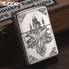 zippo美国原装 银手工精雕刻 富贵唐草男士防风打火机 平安