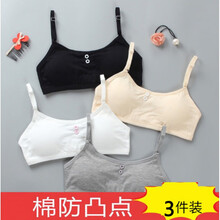 少女内衣初中高中学生无钢圈韩版发育期小背心带扣14-15-16岁文胸 【白色+肤色+灰色】-716 均码【60-100斤】