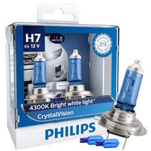 飞利浦(PHILIPS)水晶之光新银战士H7升级型汽车灯泡大灯灯泡近光灯远光灯卤素灯2支装 色温4300K