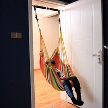 儿童秋千室内户外庭院房间卧室吊椅阳台摇篮床家用门框布袋荡秋千 单杠套餐【糖果】连接带+安全扣+绑绳+单杠