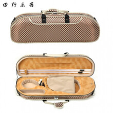 小提琴盒子琴盒轻双肩背箱子-带锁带湿度表轻便双肩背 H14月牙桔灰格子4/4