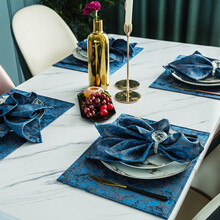 A&J HOME 餐垫美式轻奢桌布垫北欧酒店西餐厅盘垫定制家用ins风防烫隔热垫 卢比奥餐垫-皇家蓝（仅餐垫） 30*40cm（一片装）