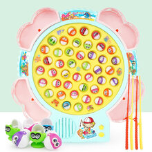 儿童电动钓鱼的玩具益智玩具男孩套装掉鱼小猫磁性池小孩玩具1-3-4-5-6周岁孩子生日礼物 马卡龙-42条大鱼盘【电池】