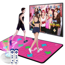 舞霸王 瑜伽跳舞毯双人电视接口电脑两用单人加厚炫舞高清家用无线手柄互动体感游戏运动跳舞机 玫红色(高清款）+2个手柄+切水果+瑜伽+体感游戏