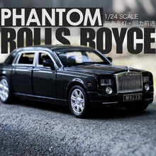 劳斯莱斯车模幻影加长1/24仿真合金六开门静态汽车模型儿童声光车玩具收藏摆件 劳斯莱斯幻影-黑色