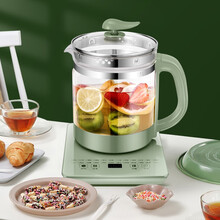 正迈多功能玻璃养生壶加厚全自动玻璃烧水壶花茶煮茶器电热水壶1.8L 绿色+煮蛋器