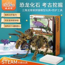 俏皮谷（ChoPiGoo）儿童恐龙化石考古挖掘玩具三角龙diy拼装骨架模型男女孩六一儿童节礼物