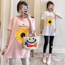 孕妇裤夏天外穿宽松舒适孕妇装夏装时尚新款托腹孕妇打底短裤夏季孕妈装休闲孕妇T恤短袖上衣孕妇套装 粉色(单件上衣) M