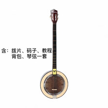 秦琴乐器洋声蟒蛇皮圆形三弦民乐戏剧伴奏老人初学厂家直销 圆形套餐三