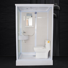 炳月煌淋浴房一体式卫生间带马桶洗手盆整体浴室干湿分离隔断公寓酒店民宿沐浴房钢化玻璃洗澡间集成卫浴 1.3*0.8正开门加厚底盆马桶款不含马桶