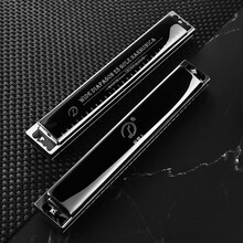 天鹅追梦人口琴28孔重音复音c调口琴专业演奏级初学者学生入门精品乐器刻字 爵士黑重音c调【全音阶标记】免费刻字