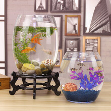创意桌面鱼缸生态圆形玻璃金鱼缸乌龟缸迷你小型造景家用水族箱 25号炮    空缸无饰品