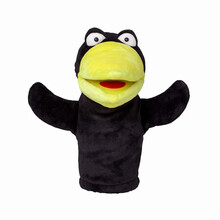 手偶娃娃毛绒玩具小动物玩偶嘴巴能动腹语表演手套玩偶互动卡通公仔演讲道具乌鸦狐狸猴子 乌鸦手偶