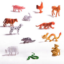 恐龙模型软胶玩具十二生肖玩具橡胶玩具小动物硅胶玩具仿真动物软仿真玩具 12生肖[小号][约4厘米到8厘米]