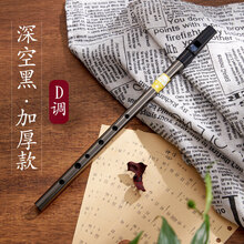 哨笛锡笛C调D调 笛子竖笛直笛长笛初学者 锡哨风笛乐器 【深空黑-加厚款】D调