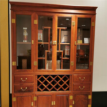 髙進鵬红木家具缅甸花梨(学名：大果紫檀)酒柜间厅柜博古储物柜中式酒柜 红色