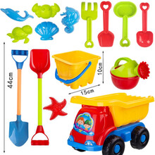 儿童沙滩玩具套装宝宝戏水沙漏玩沙挖沙大号铲子沙滩桶工具 4轮车大铲17件套