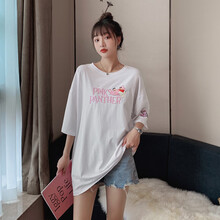 孕妇装夏装时尚潮妈哺乳外出短袖T恤春夏季中长款外穿孕妇裙夏天大码孕妈装宽松舒适孕妇连衣裙子新款 白色普通款 M