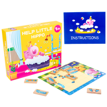 儿童3-6岁逻辑思维专注力训练男女孩早教启蒙教具记忆力木质玩具蒙氏益智力幼儿园宝宝桌面四色配对游戏 MZM河马洗澡