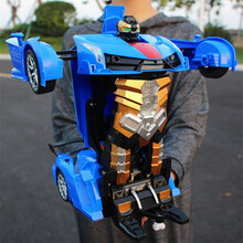 大型变形遥控车玩具兰博基尼遥控汽车人一键变形机器人儿童男孩玩具六一儿童礼物 蓝色兰博基尼【一键变形+双电续航】