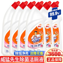威猛先生（Mr Muscle）除菌洁厕液600g/瓶 含84精华 淡雅花香 洁厕液洁厕灵马桶清洁剂 6瓶