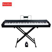 Music&Beat 88键重锤电钢琴儿童学生成人初学家用考级数码智能钢琴 免费教学 便携款M128 黑木纹 重锤+X琴架+大礼包