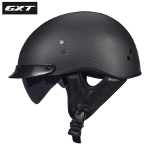 GXT碳纤维摩托车头盔男复古轻便半盔夏季透气3C认证电动机车四季盔 哑黑碳纤 M 适合54-56头围
