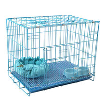 狗笼子泰迪博美等小型犬中型犬狗笼室内带厕所鸡笼兔笼猫笼宠物笼 限购一个35*25*33(蓝粉备注) 无礼品(含托盘)