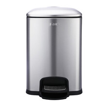 摩东 不锈钢有盖垃圾桶脚踏厨房客厅办公室高档卫生间厕所夹缝带盖防臭脚踩式12L8L5升 方形砂银钢，静音缓降 12升